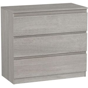 MHSTAR UK LTD HOMCOM Chest of Drawers, 3-Drawer Storage Organiser Unit for Bedroom, Living Room, Grey Wood Effect