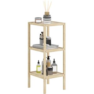 MHSTAR UK LTD HOMCOM 3-Tier Bamboo Bathroom Storage Shelves, Freestanding Storage Shelving Unit, Multifunctional Display Plants Stand Shelf Rack Organiser, Natural