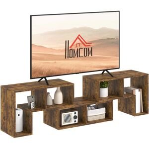 MHSTAR UK LTD HOMCOM TV Stand for TVs up to 75 Inches, Free Combination TV Unit with Storage Shelves, Extendable Entertainment Centre for Living Room, Rustic Brown