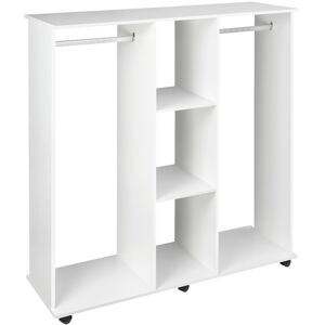 MHSTAR UK LTD HOMCOM Mobile Double Open Wardrobe w/ Clothes Hanging Rail Colthing White