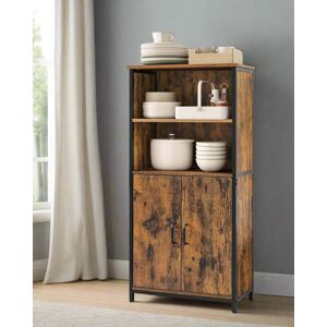HMS precious limited Freestanding Storage Cabinet with Adjustable Shelf – Rustic Brown & Black Bookcase
