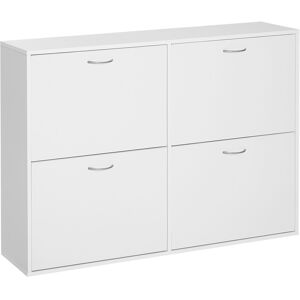 MHSTAR UK LTD HOMCOM Wooden Modern Design 4 Drawer Shoes Cabinet Pull Down Shelf Storage Organiser - White