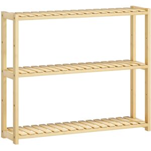 MHSTAR UK LTD HOMCOM 3-Tier Bamboo Bathroom Storage Shelf, Wall-Mounted or Stand, Display Stand Shelving Unit with Adjustable Rack for Kitchen Bathroom Living Room,
