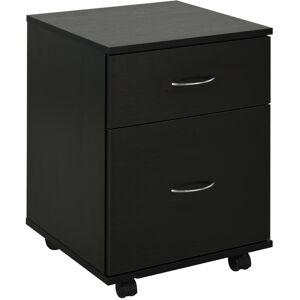MHSTAR UK LTD HOMCOM Pedestal Office Mobile File Cabinet 2 Drawer Wooden Storage Office Black