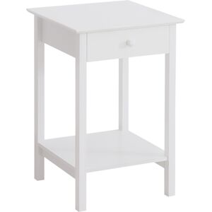 MHSTAR UK LTD HOMCOM Wooden Bedside Table Cabinet W/ Drawer Shelf Storage End Side White