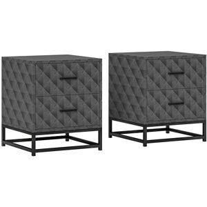 MHSTAR UK LTD HOMCOM Bedside Tables Set of 2, Modern Bedside Table Nightstand with 2 Drawers, Bedside Cabinet Sofa Side Table with Storage, Steel Legs for Bedroom,