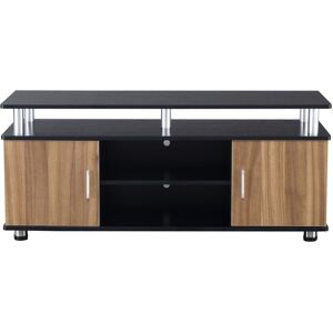 MHSTAR UK LTD HOMCOM TV Cabinet Unit for TVs up to 50'' with Storage Shelf and Cupboards, Living Room Entertainment Center Media Console, Black and Walnut