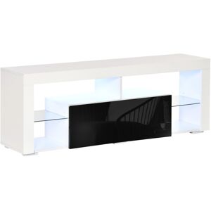 MHSTAR UK LTD HOMCOM 140cm TV Stand Cabinet High Gloss TV Stand Unit W/ LED RGB Light Storage