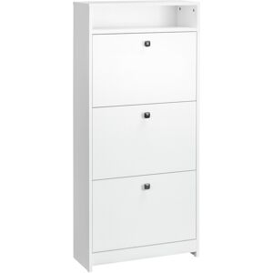 MHSTAR UK LTD HOMCOM Shoe Storage Cabinet Footwear Organiser Rack Hallway Space-saving w/ 3 Drawers -White