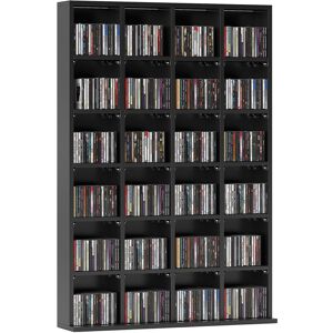 MHSTAR UK LTD HOMCOM 480 CD/ 312 DVD Storage Shelf Rack Media Storage Unit Shelves Racks Wooden Display Unit with Adjustable Shelves, 89 x 130.5 cm, Black
