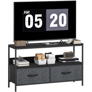 MHSTAR UK LTD HOMCOM TV Stand Cabinet up to 47-inch, TV Unit with 2 Foldable Linen Drawers, Open Shelf for Living Room, Bedroom, Entertainment Room, Black