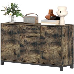 MHSTAR UK LTD HOMCOM Sideboard, Industrial Storage Cabinet with Doors, Drawer, Cupboard and Adjustable Shelves for Living Room, Dining Room, Hallway, Rustic Brown