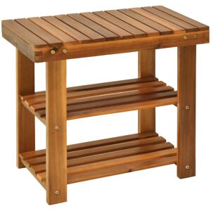 MHSTAR UK LTD HOMCOM Acacia Wood Shoe Bench, 3-Tier Shoe Storage Rack, Hallway Organizer Shelf, for Entryway, Living Room, Bedroom, 50 x 28 x 45 cm, Teak