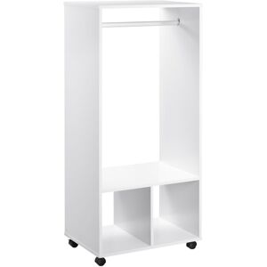 MHSTAR UK LTD HOMCOM Open Wardrobe Clothes Rail Bedroom Clothes Storage Rod Shelves White