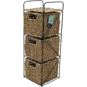 MantraRaj Infotech LTD. MantraRaj Seagrass Woven 3 Drawer Storage Tower Storage Unit For Bedroom, Bathroom, Home, Office Home Organisation Cabinet Bedroom Office Furnitur