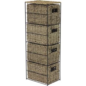 MantraRaj Infotech LTD. MantraRaj Seagrass Woven 4 Drawer Storage Tower Storage Unit For Bedroom, Bathroom, Home, Office Home Organisation Cabinet Bedroom Office Furnitur