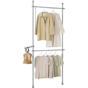 SoBuy Commercial GmbH SoBuy FRG109-HG, Telescopic Wardrobe Organiser, Adjustable Storage Clothes Rack, Grey