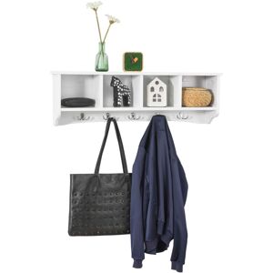 SoBuy Commercial GmbH SoBuy FRG48-L-W, Wall Coat Rack Wall Display Storage Unit with 4 Components 5 Hooks, White
