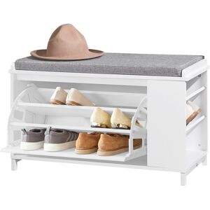 SoBuy Commercial GmbH SoBuy FSR105-W, Hallway Shoe Bench Shoe Rack Shoe Cabinet with Flip-drawer and Side Shelves, White