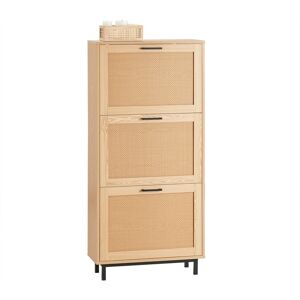 SoBuy Commercial GmbH SoBuy FSR155-N, 3 Flip-drawers Shoe Cabinet Shoe Rack Shoe Storage Cupboard Organizer, Wood