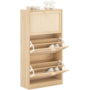 SoBuy Commercial GmbH SoBuy FSR159-N, 3 Flip-drawers Shoe Cabinet Shoe Rack Shoe Storage Cupboard Organizer, Wood