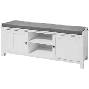 SoBuy Commercial GmbH SoBuy FSR35-W, Storage Bench with 2 Doors & Removable Seat Cushion, Shoe Cabinet Shoe Bench, White