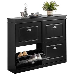 SoBuy Commercial GmbH SoBuy FSR79-SCH, 4 Drawers Shoe Cabinet Shoe Storage Cupboard Organizer Unit, Black