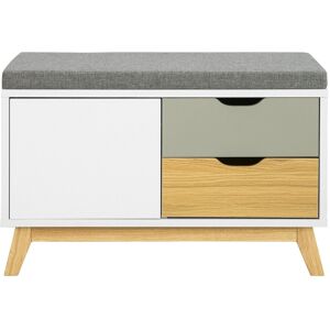 SoBuy Commercial GmbH SoBuy FSR92-W, Hallway Shoe Bench Shoe Rack with 1 Cabinet and 2 Drawers, White