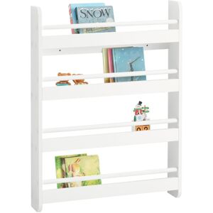 SoBuy Commercial GmbH SoBuy KMB08-K-W, Wall Mounted 4 Tiers Children Kids Bookcase Storage Display Rack, White