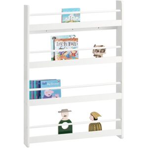 SoBuy Commercial GmbH SoBuy KMB08-W, Wall Mounted 4 Tiers Children Kids Bookcase Storage Display Rack, White