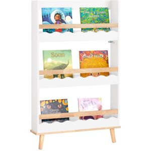 SoBuy Commercial GmbH SoBuy KMB77-W, Children Kids Bookcase Book Shelf Wall Shelf 3 Tiers Storage Shelf Rack, White