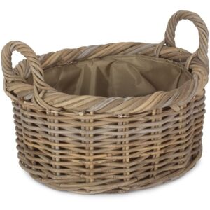 Red Hamper Oval Rattan Storage Log Basket With Cordura Lining - Small Red Hamper Oval Rattan Storage Log Basket With Cordura Lining - Small