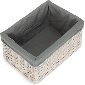 Red Hamper White Wash Grey Lined Open Storage Basket - Medium Red Hamper White Wash Grey Lined Open Storage Basket - Medium