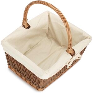 Red Hamper Rectangular Unpeeled Willow Shopping Basket With White Lining - Small Red Hamper Rectangular Unpeeled Willow Shopping Basket With White Lining - Small