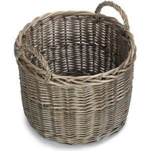 Red Hamper Round Lined Straight-Sided Wicker Log Storage Basket - Large Red Hamper Round Lined Straight-Sided Wicker Log Storage Basket - Large