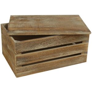 Red Hamper Oak Effect Slatted Lidded Wooden Storage Box - Large Red Hamper Oak Effect Slatted Lidded Wooden Storage Box - Large