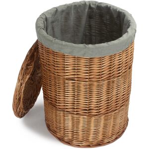 Red Hamper Light Steamed Round Linen Basket with Grey Sage Lining - Large Red Hamper Light Steamed Round Linen Basket with Grey Sage Lining - Large