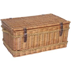 Red Hamper 61cm Double Steamed Rope Handled Trunk with White Lining - White Red Hamper 61cm Double Steamed Rope Handled Trunk with White Lining - White