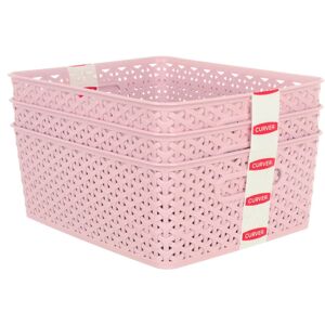 XS-Stock.com Ltd Pack of 3 Curver My Style Home Storage Baskets Woven Plastic Boxes - Pink - M XS-Stock.com Ltd Pack of 3 Curver My Style Home Storage Baskets Woven Plastic Boxes - Pink - M