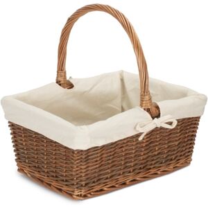 Red Hamper Rectangular Unpeeled Willow Shopping Basket With White Lining - Medium Red Hamper Rectangular Unpeeled Willow Shopping Basket With White Lining - Medium