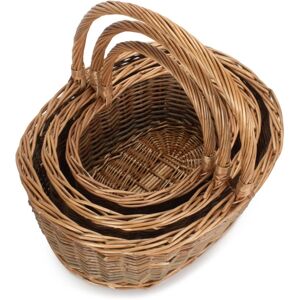 Red Hamper Oval Unpeeled Willow Shopping Basket - Set of 3 Red Hamper Oval Unpeeled Willow Shopping Basket - Set of 3