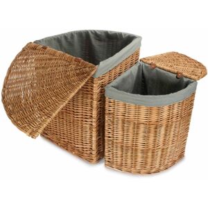 Red Hamper Light Steamed Corner Linen Basket with Grey Sage Lining - Set of 2 Red Hamper Light Steamed Corner Linen Basket with Grey Sage Lining - Set of 2