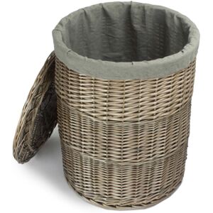 Red Hamper Antique Wash Round Linen Basket with Grey Sage Lining - Large Red Hamper Antique Wash Round Linen Basket with Grey Sage Lining - Large