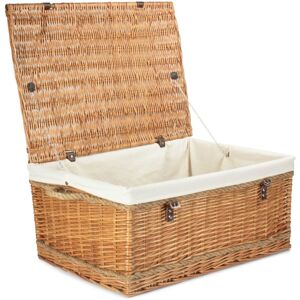 Red Hamper 72cm Double Steamed Rope Handled Wicker Trunk - White Lining Red Hamper 72cm Double Steamed Rope Handled Wicker Trunk - White Lining