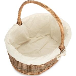 Red Hamper Oval Unpeeled Willow Shopping Basket With White Lining - Small Red Hamper Oval Unpeeled Willow Shopping Basket With White Lining - Small