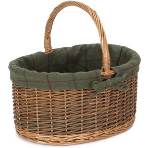 Red Hamper Green Tweed Lined Country Oval Wicker Shopping Basket - Large Red Hamper Green Tweed Lined Country Oval Wicker Shopping Basket - Large