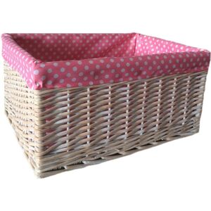 Red Hamper Pink Spotty Lined Storage Basket - Extra Large Red Hamper Pink Spotty Lined Storage Basket - Extra Large