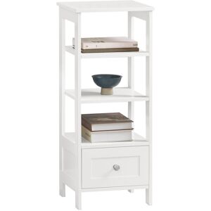 SoBuy Commercial GmbH SoBuy FBT91-W, Side Table End Table Bedside Table with 3 Shelves and 1 Drawer, White SoBuy Commercial GmbH SoBuy FBT91-W, Side Table End Table Bedside Table with 3 Shelves and 1 Drawer, White