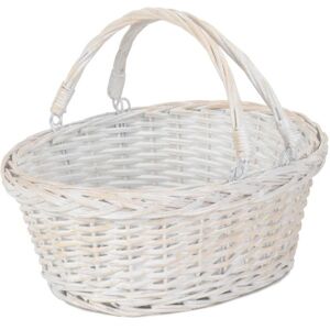 Red Hamper White Swing Handle Wicker Shopping Basket - Medium Red Hamper White Swing Handle Wicker Shopping Basket - Medium