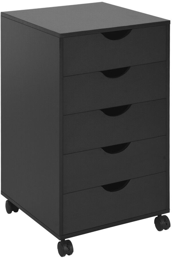 MHSTAR UK LTD HOMCOM 5 Drawer Mobile Filing Cabinet, Vertical File Cabinet, Modern Rolling Printer Stand for Home Office, Black